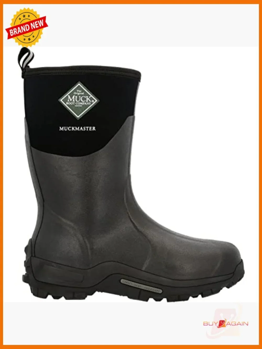 Men's 100% Waterproof Mid-Calf Boots Pull-On Rubber Neoprene EVA Midsole